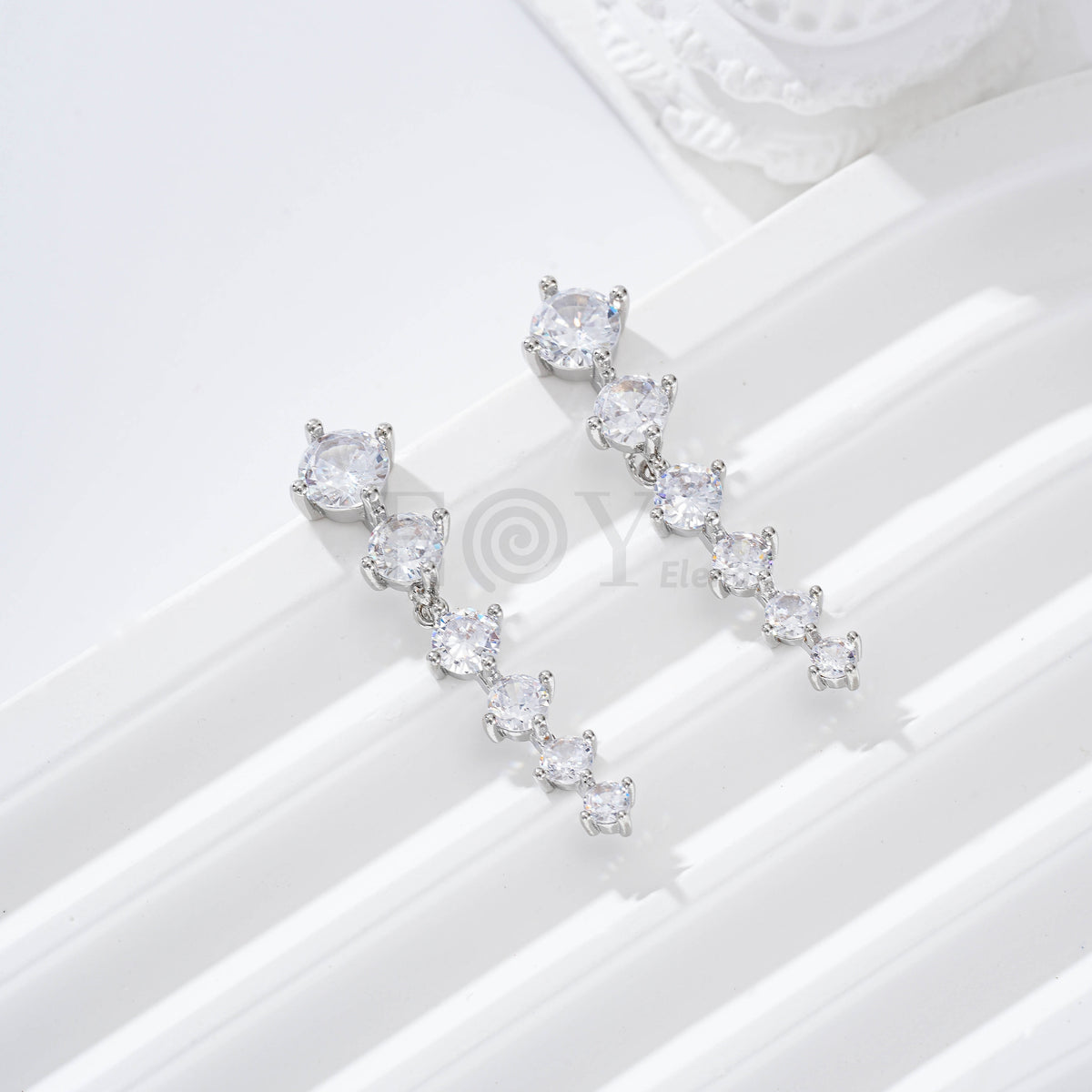 Pendientes cadena piedras redondas gold-filled