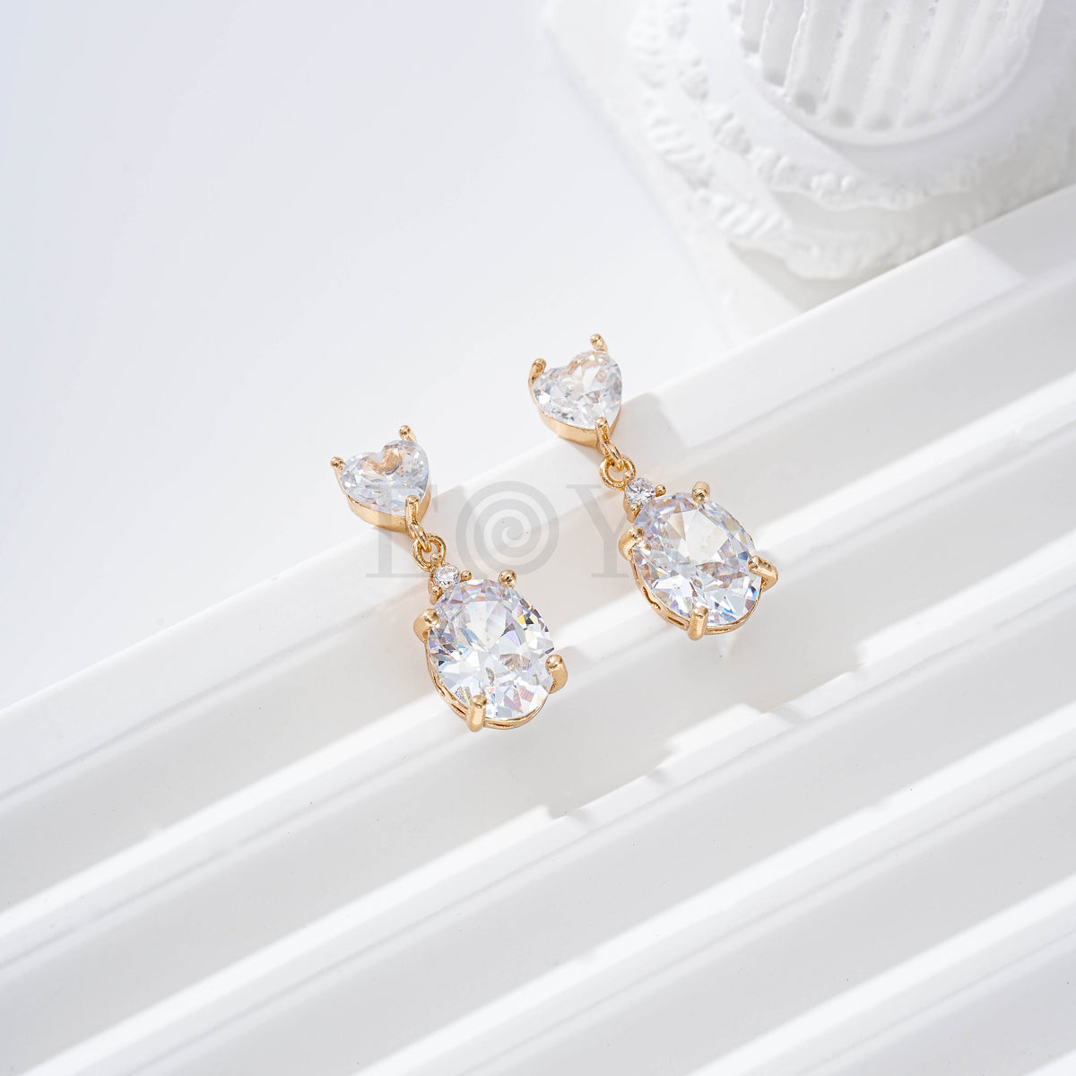 Double cubic zirconia gold-filled earrings