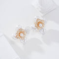Pendiente flor perla cierre omega gold-filled