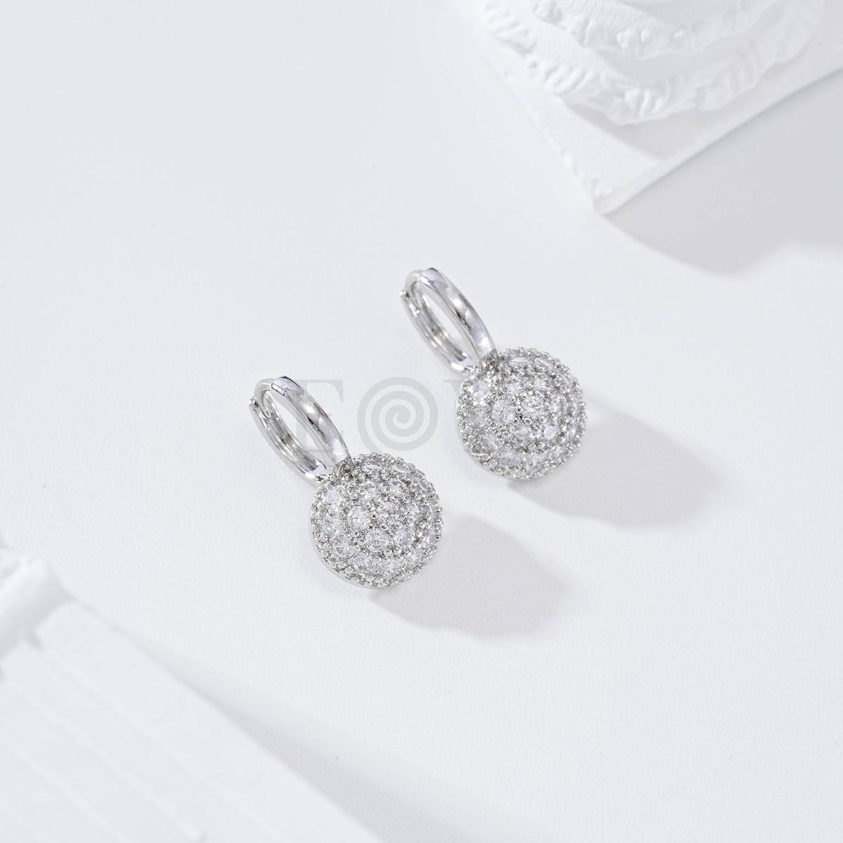 Gold-filled hoop earrings with cubic zirconia ball