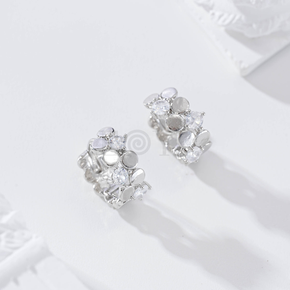 Gold-filled cubic zirconia hoop earring