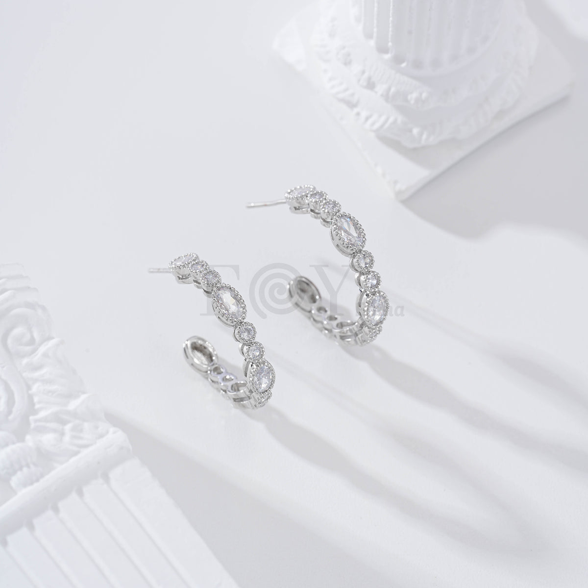 Gold-filled hoop earrings with cubic zirconia