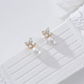 Pendientes flor circonita y perla goldfield