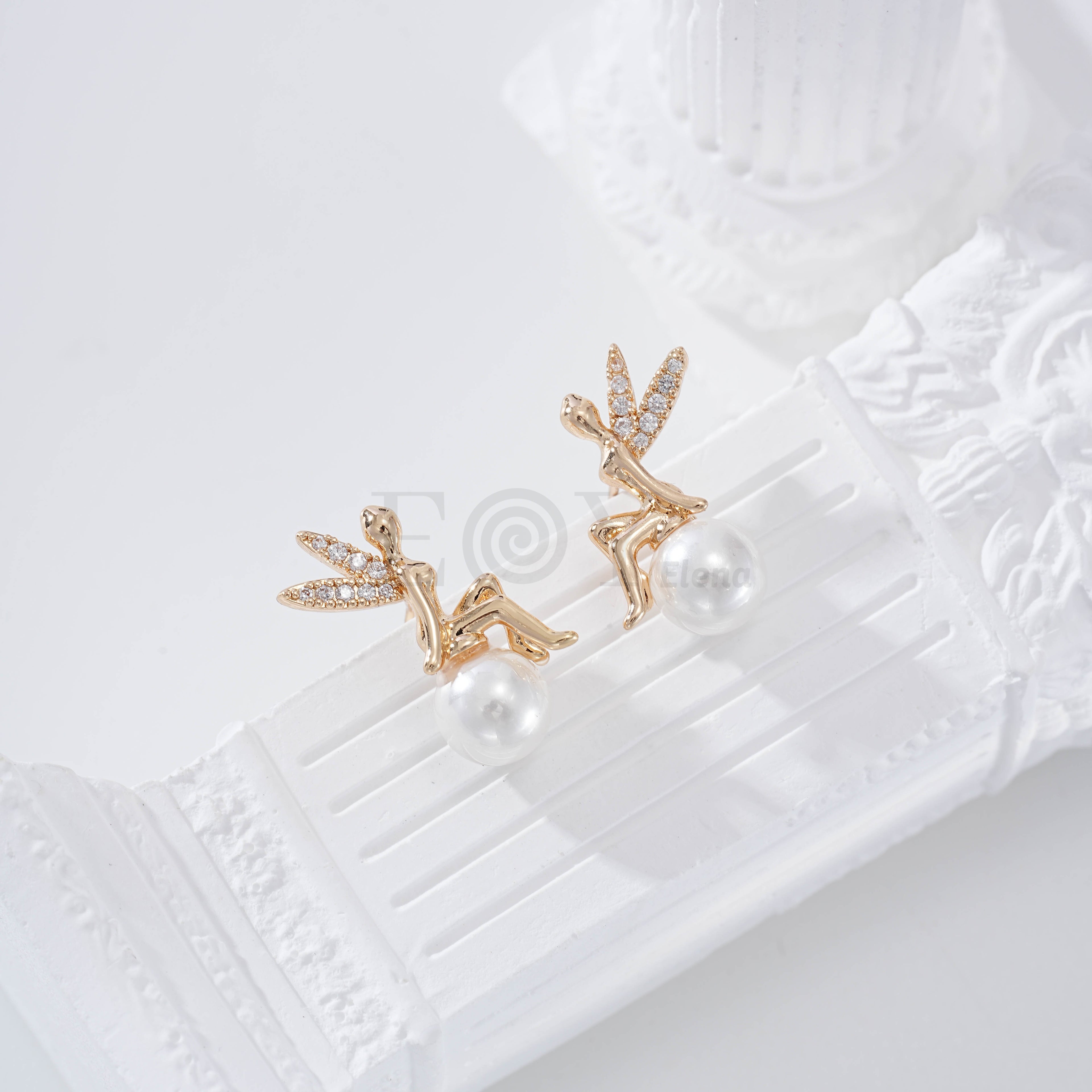 Pendiente hada con perla gold-filled