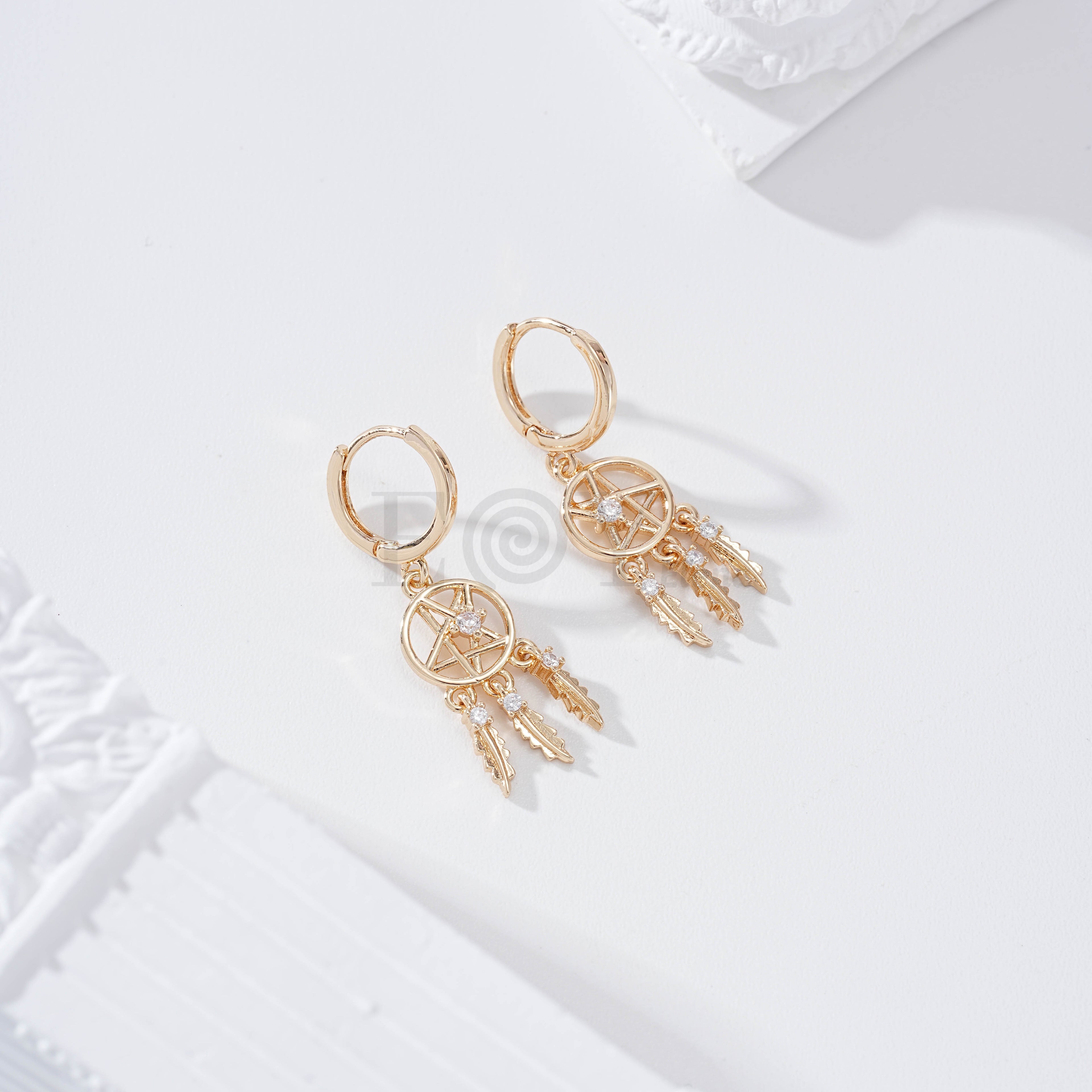 Pendientes de aro con atrapasueños gold-filled