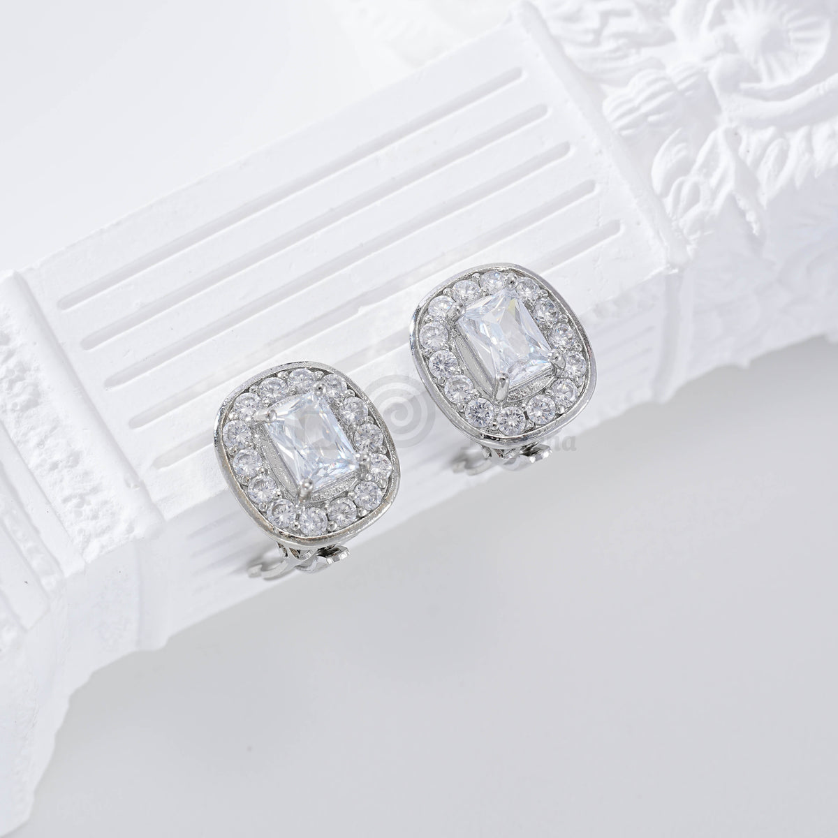 Pendientes piedra cuadrada pinza gold-filled