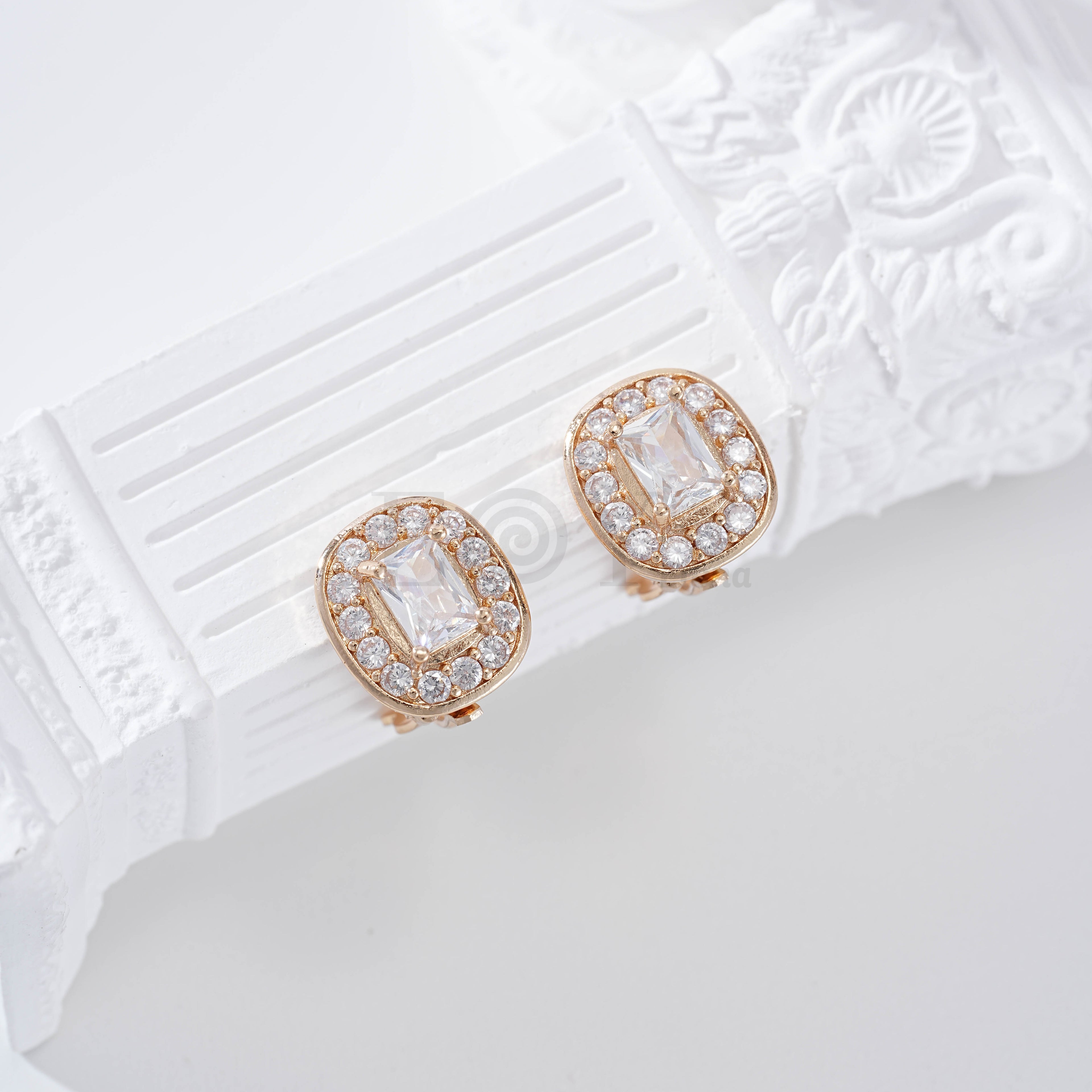 Pendientes piedra cuadrada pinza gold-filled