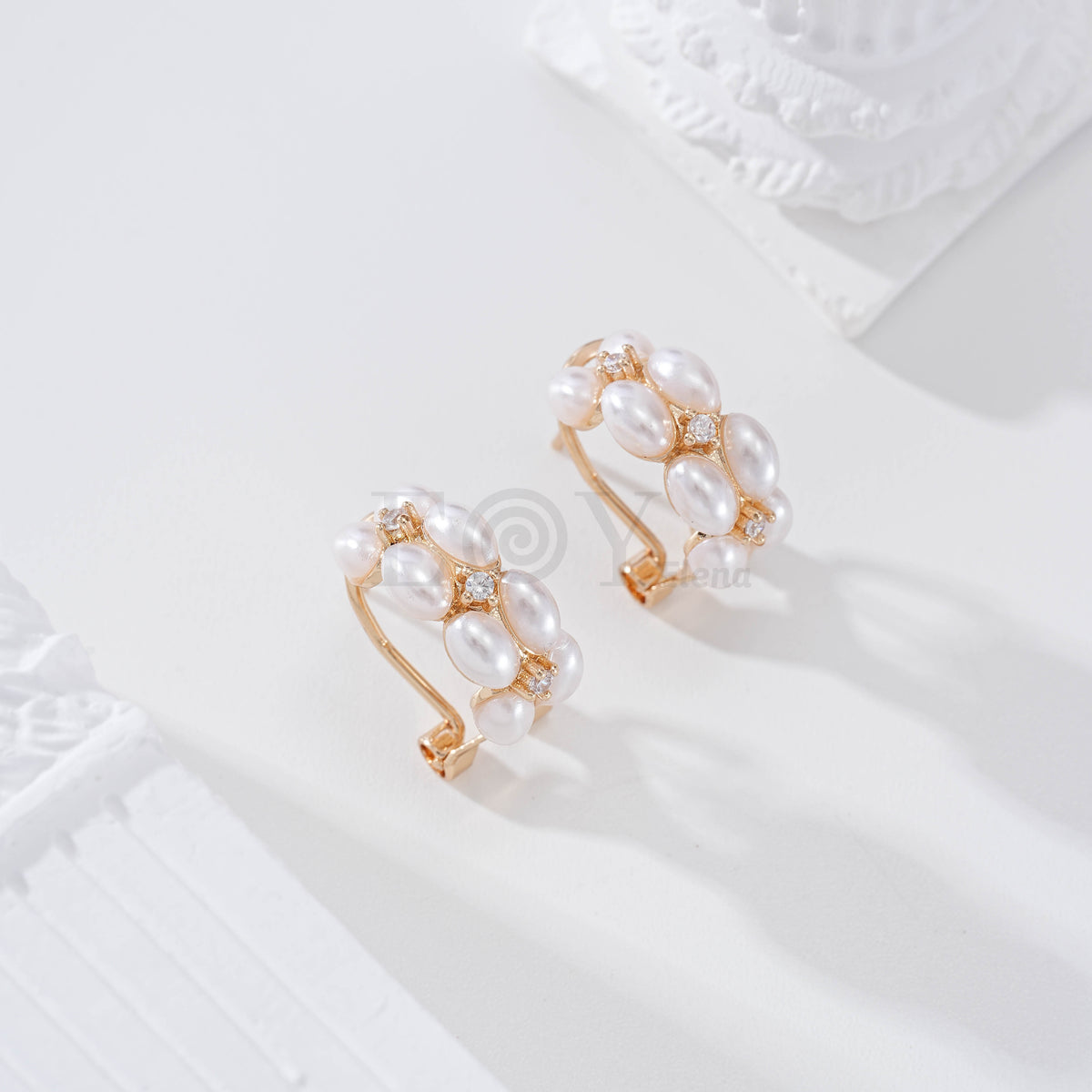 Pendientes con perlas cierre omega gold-filled