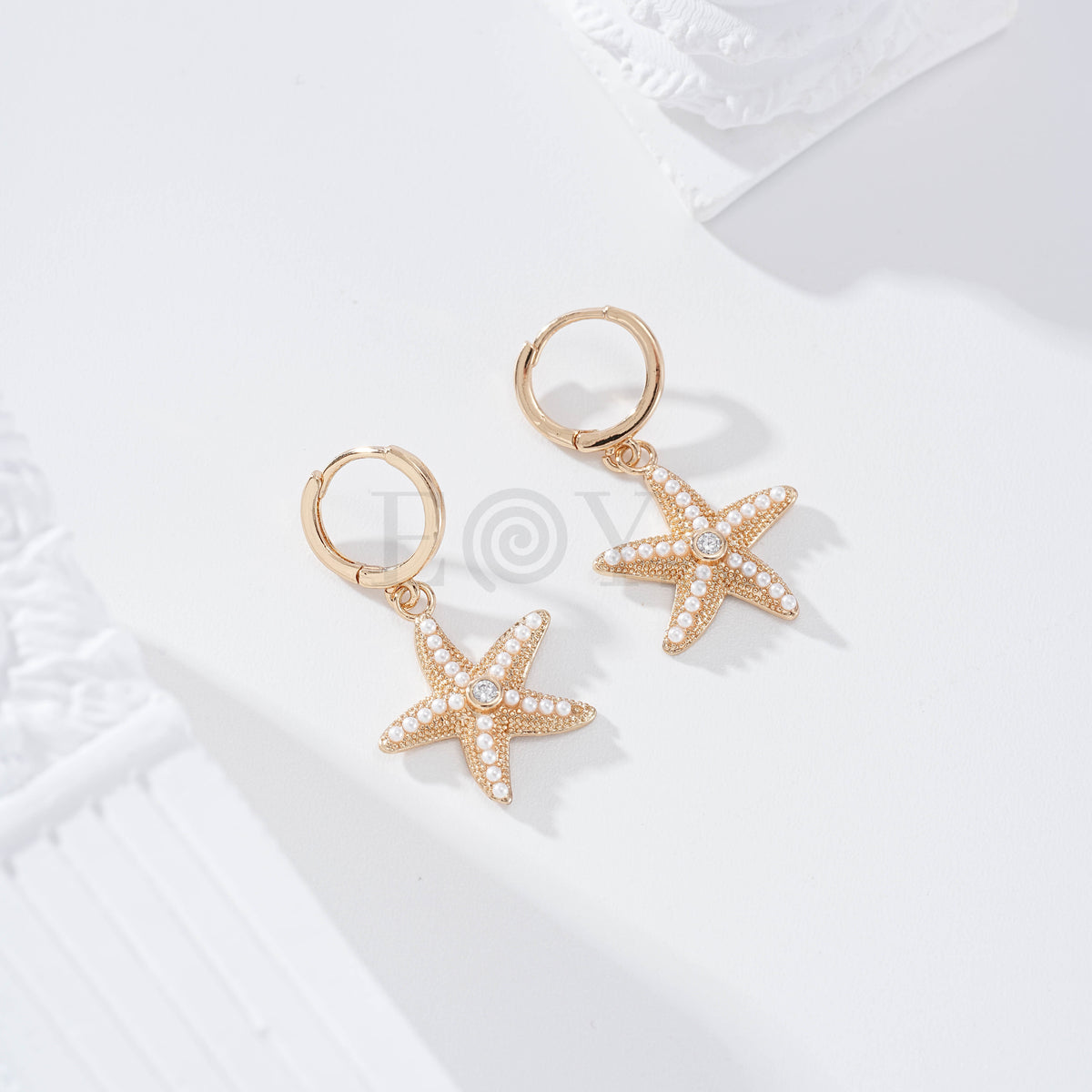 Pendientes de aro con estrella perlas gold-filled
