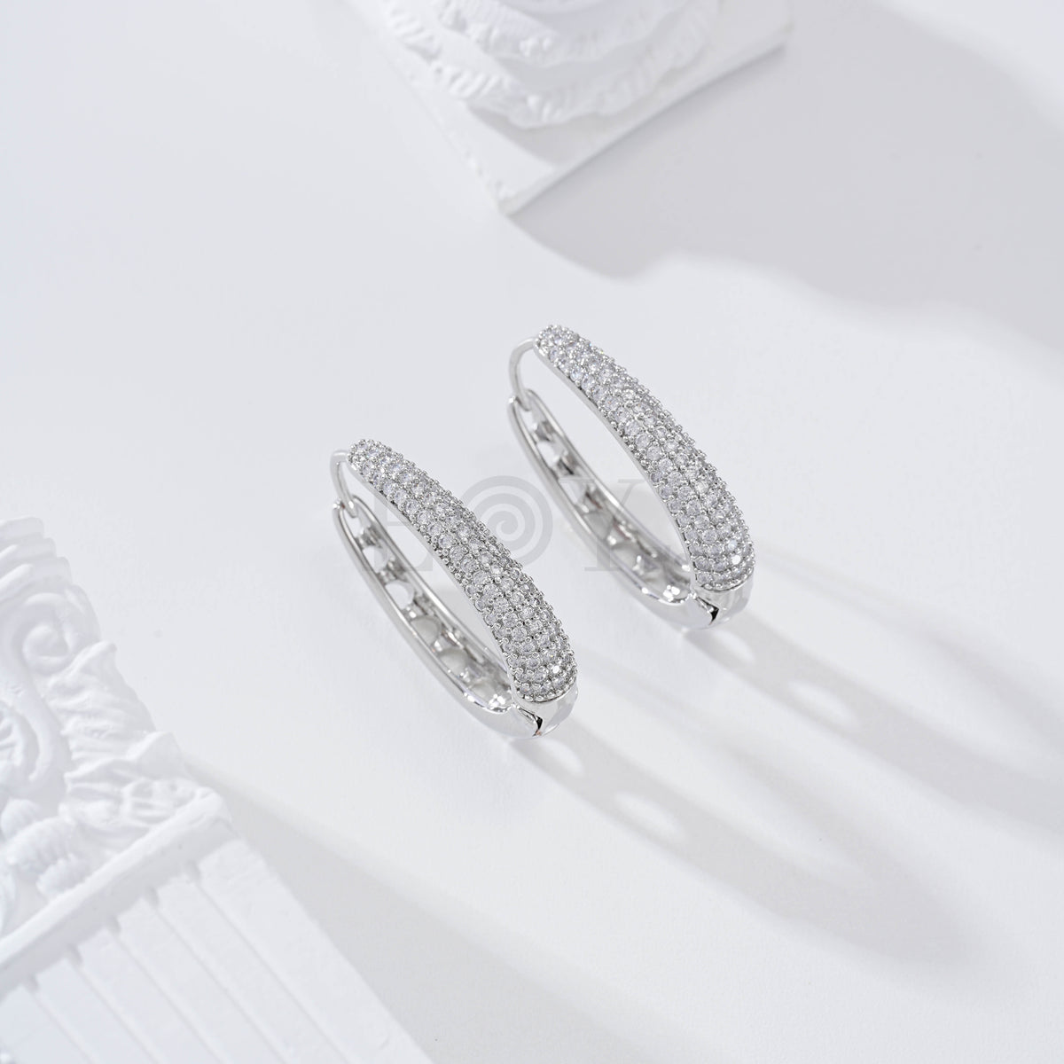 Half-eternity gold-filled hoop earring with cubic zirconias