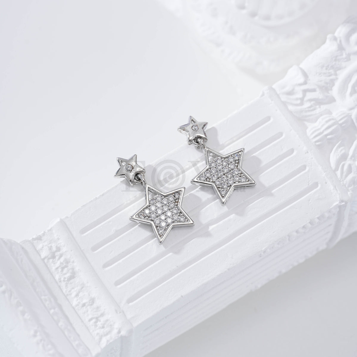 Pendientes doble estrella circonita gold-filled