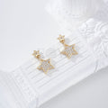 Pendientes doble estrella circonita goldfield