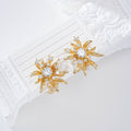Pendiente flor circonita pinza goldfield