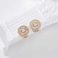 Pendientes redondos circonitas pinza goldfield
