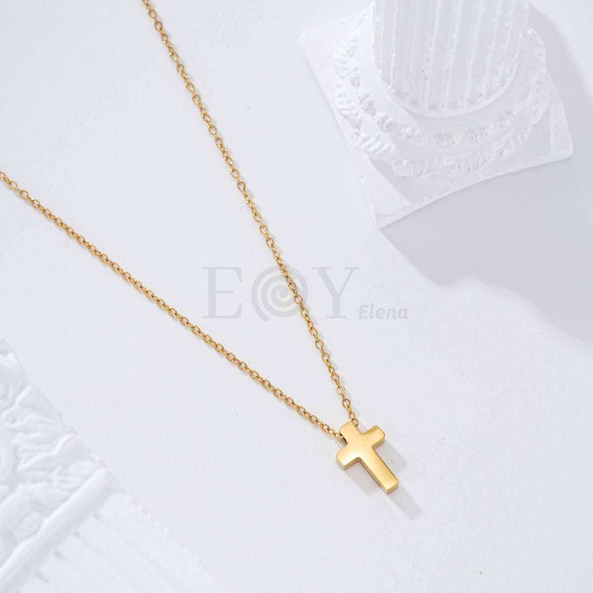 Collar cruz simple acero