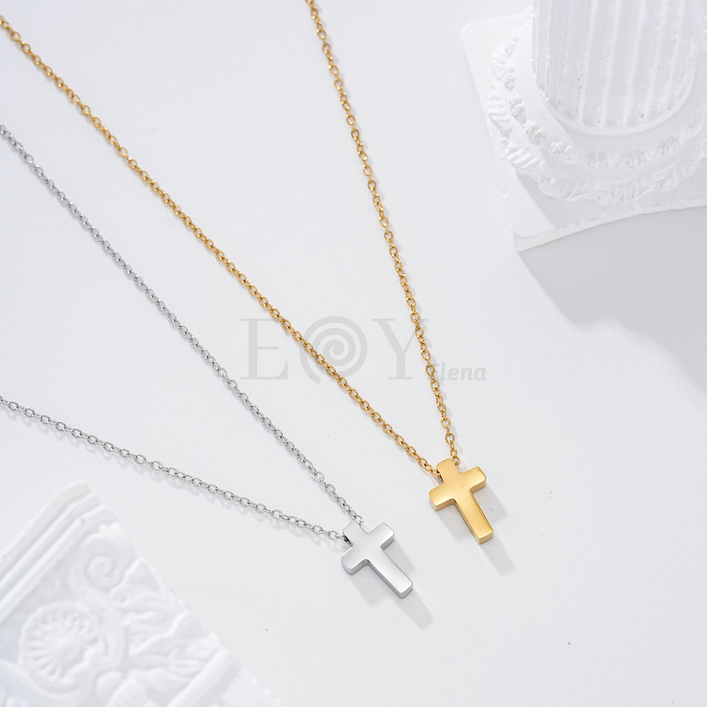 Collar cruz simple acero