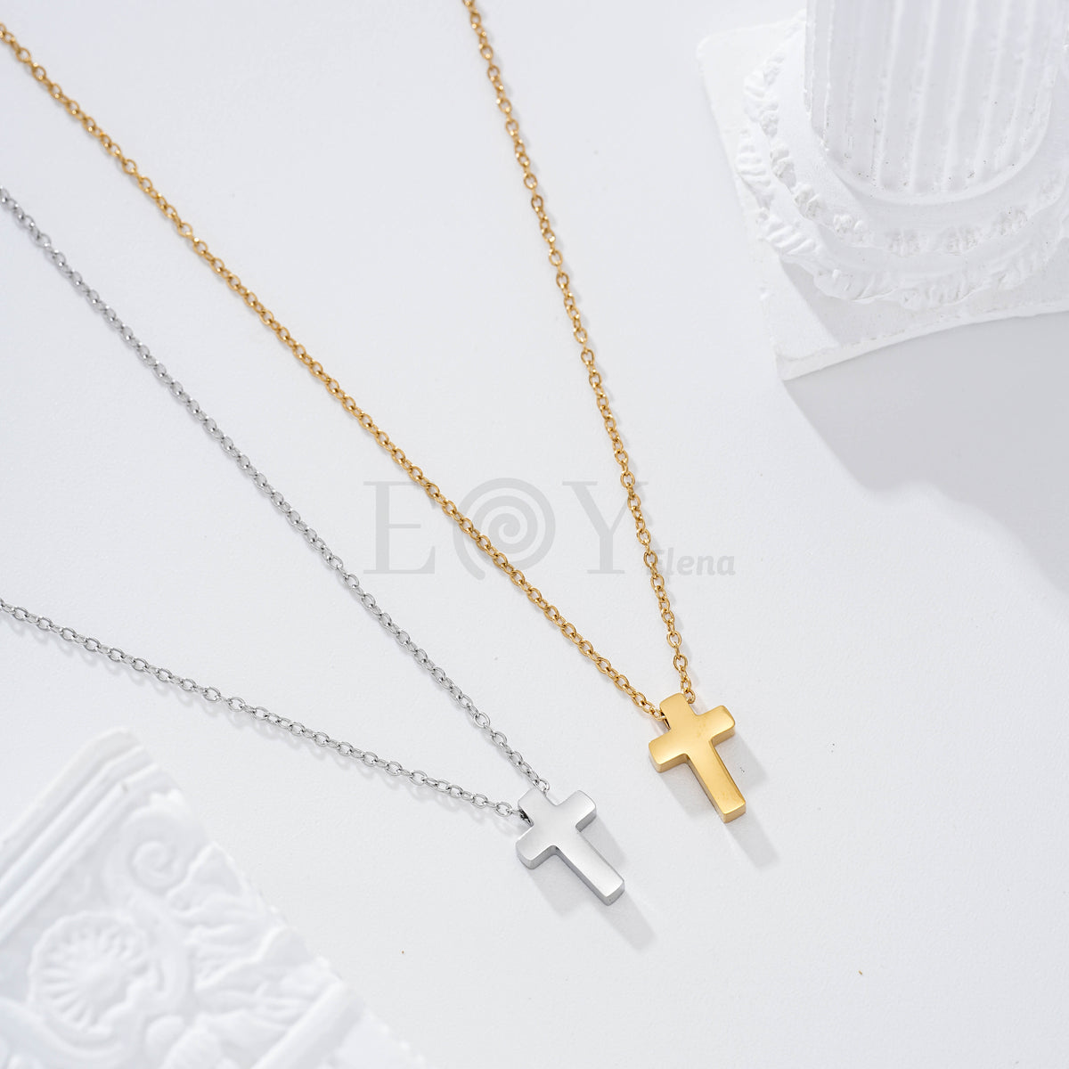 Collar cruz simple acero