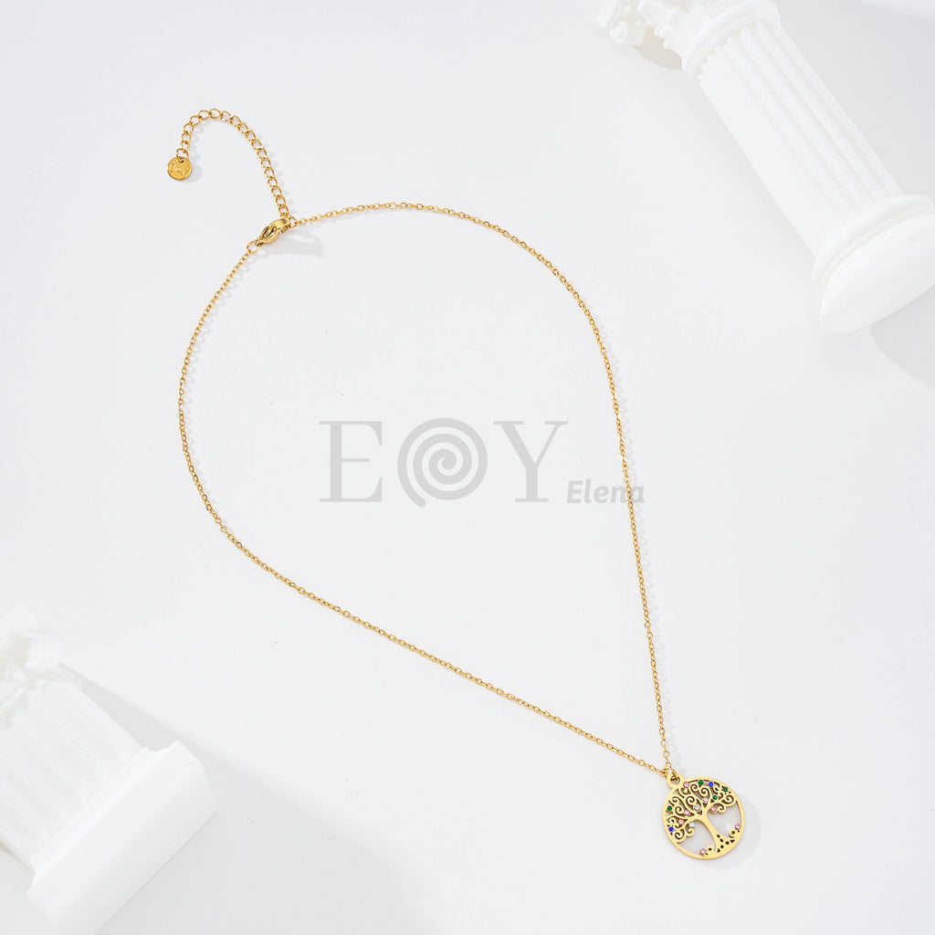 Collar árbol de la vida con circonitas