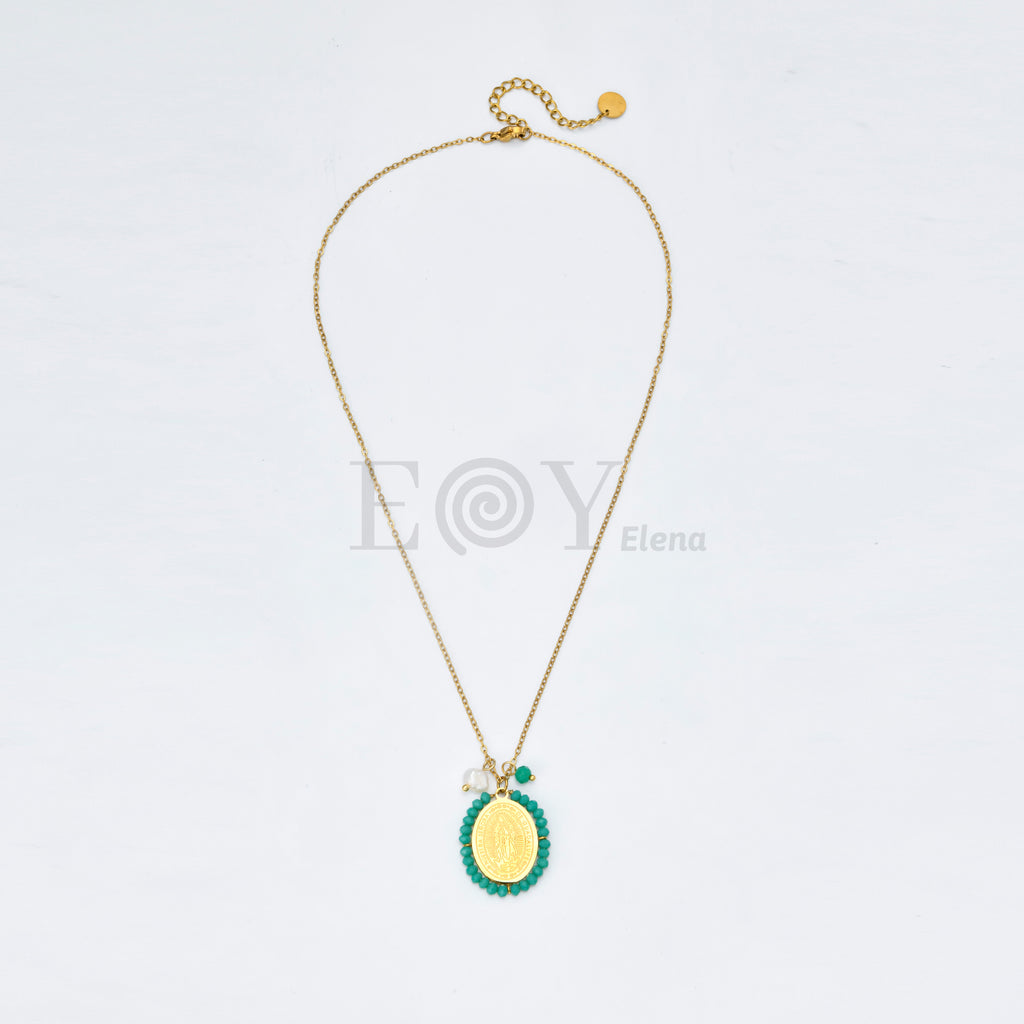 Collar Virgen de Guadalupe de Acero con Detalles