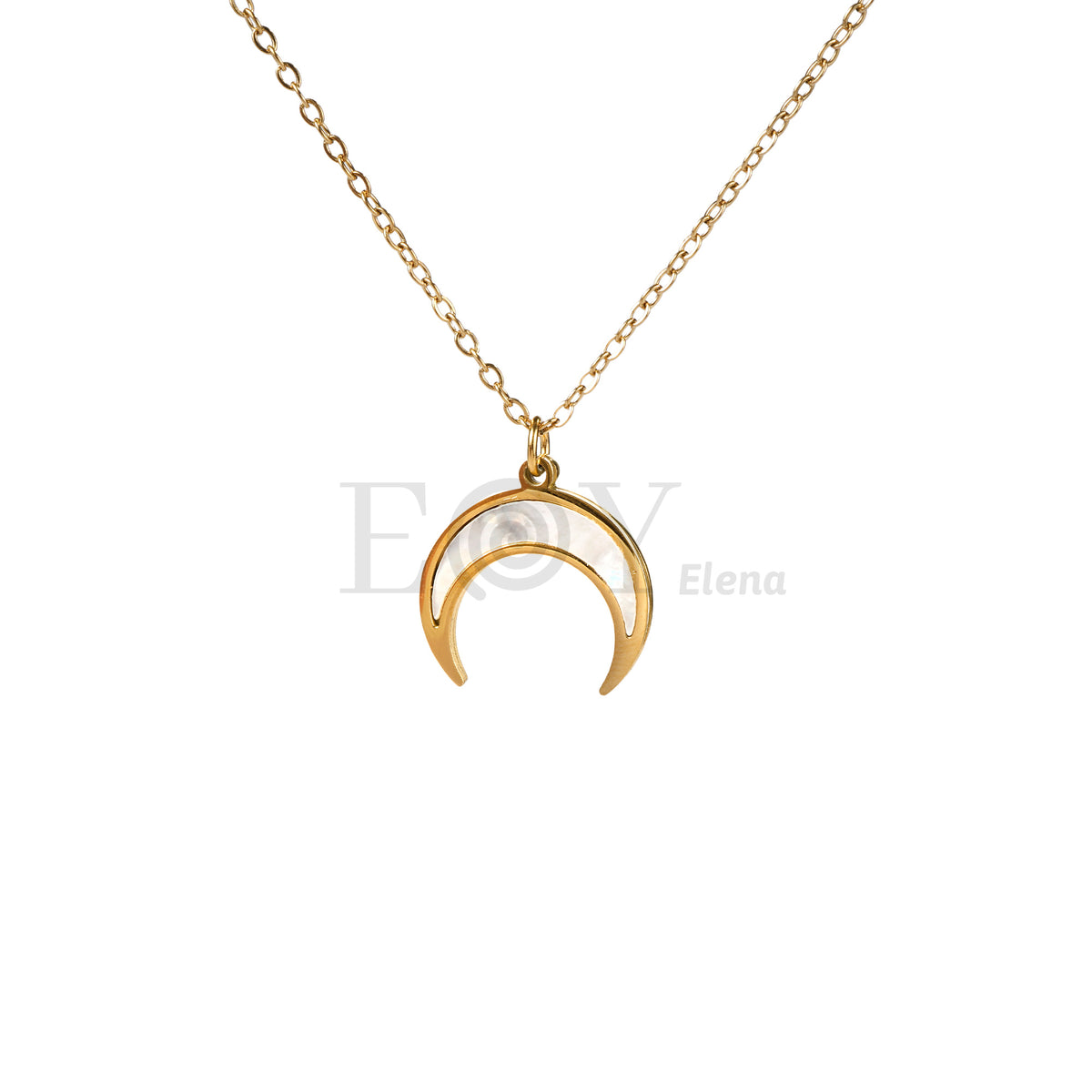 Collar media luna nacar acero