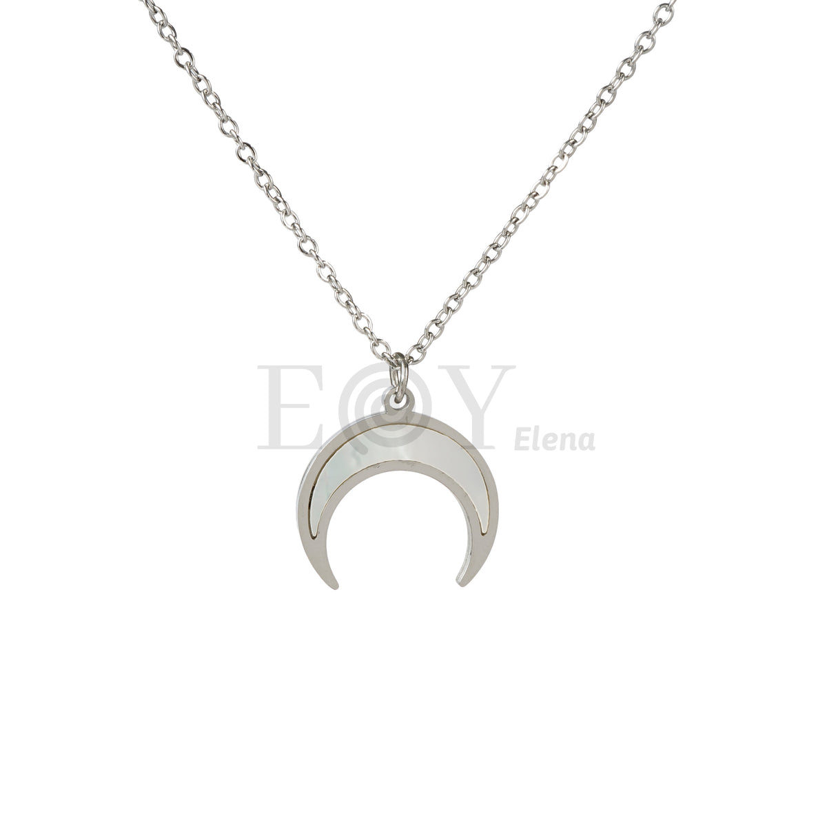 Collar media luna nacar acero