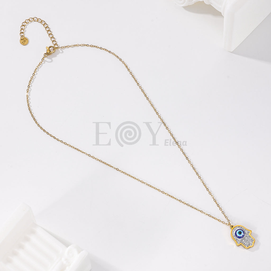 Collar mano fátima con ojo turco