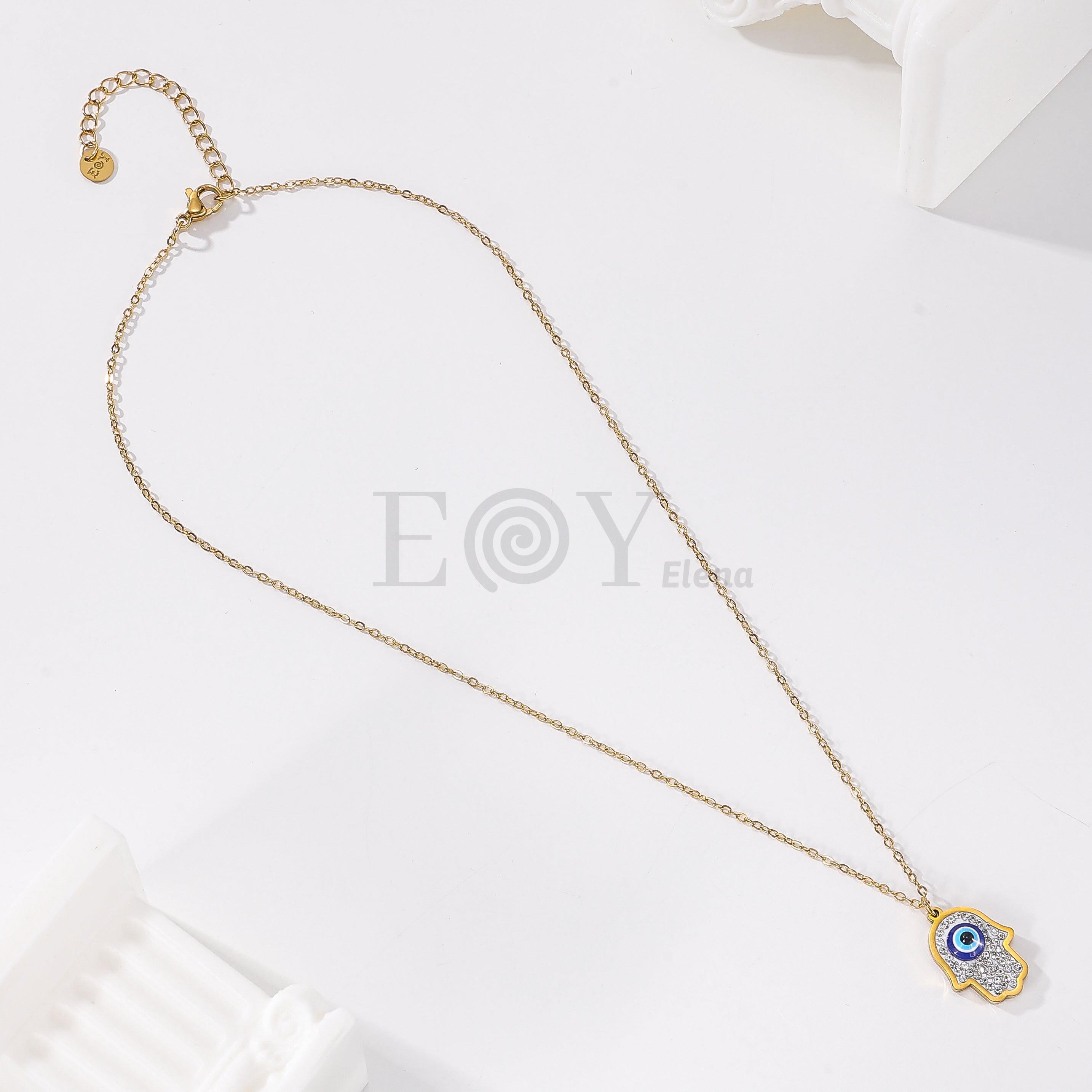 Collar mano fátima con ojo turco