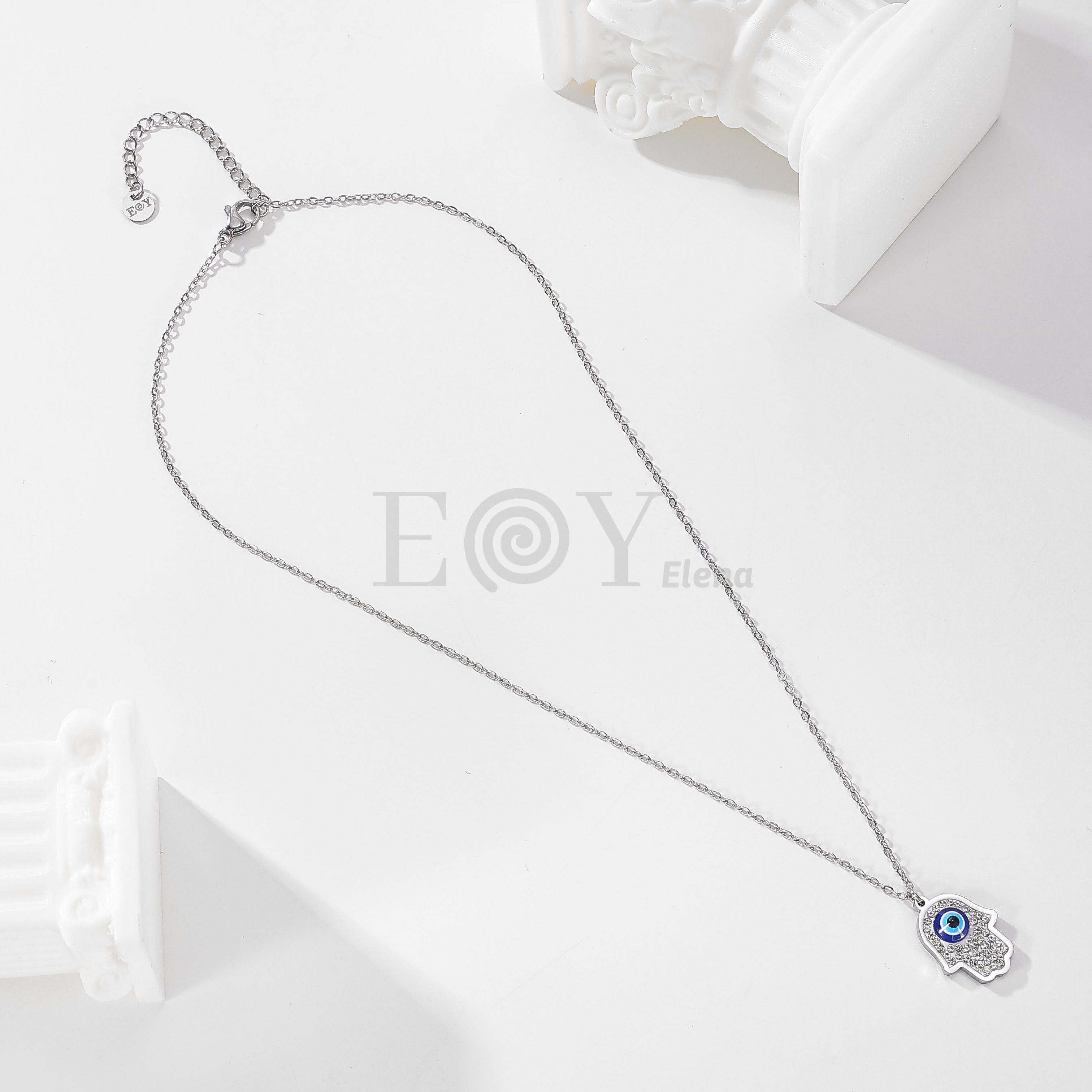 Collar mano fátima con ojo turco