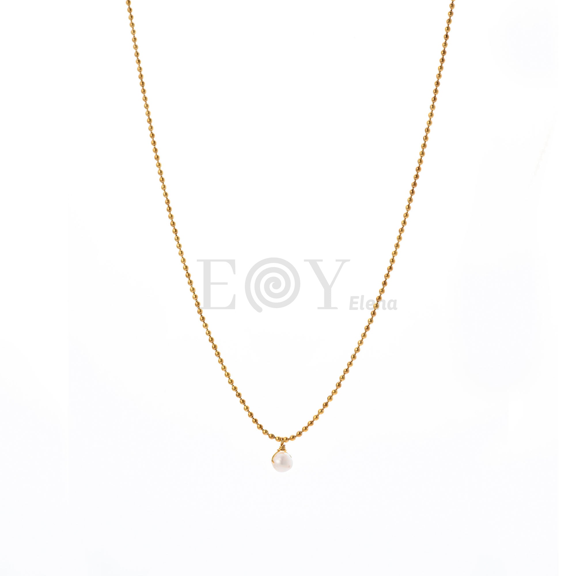Collar con Perla Colgante de Acero