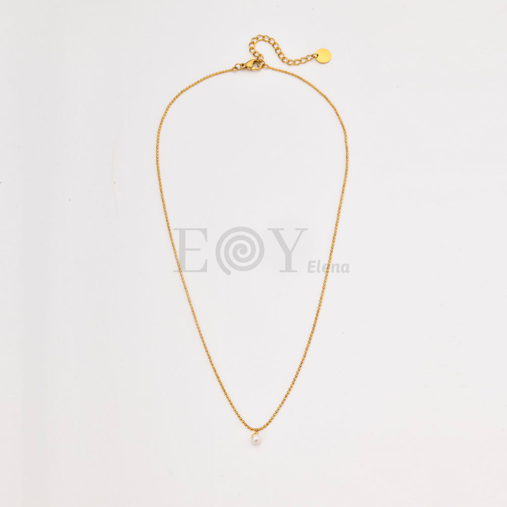 Collar con Perla Colgante de Acero