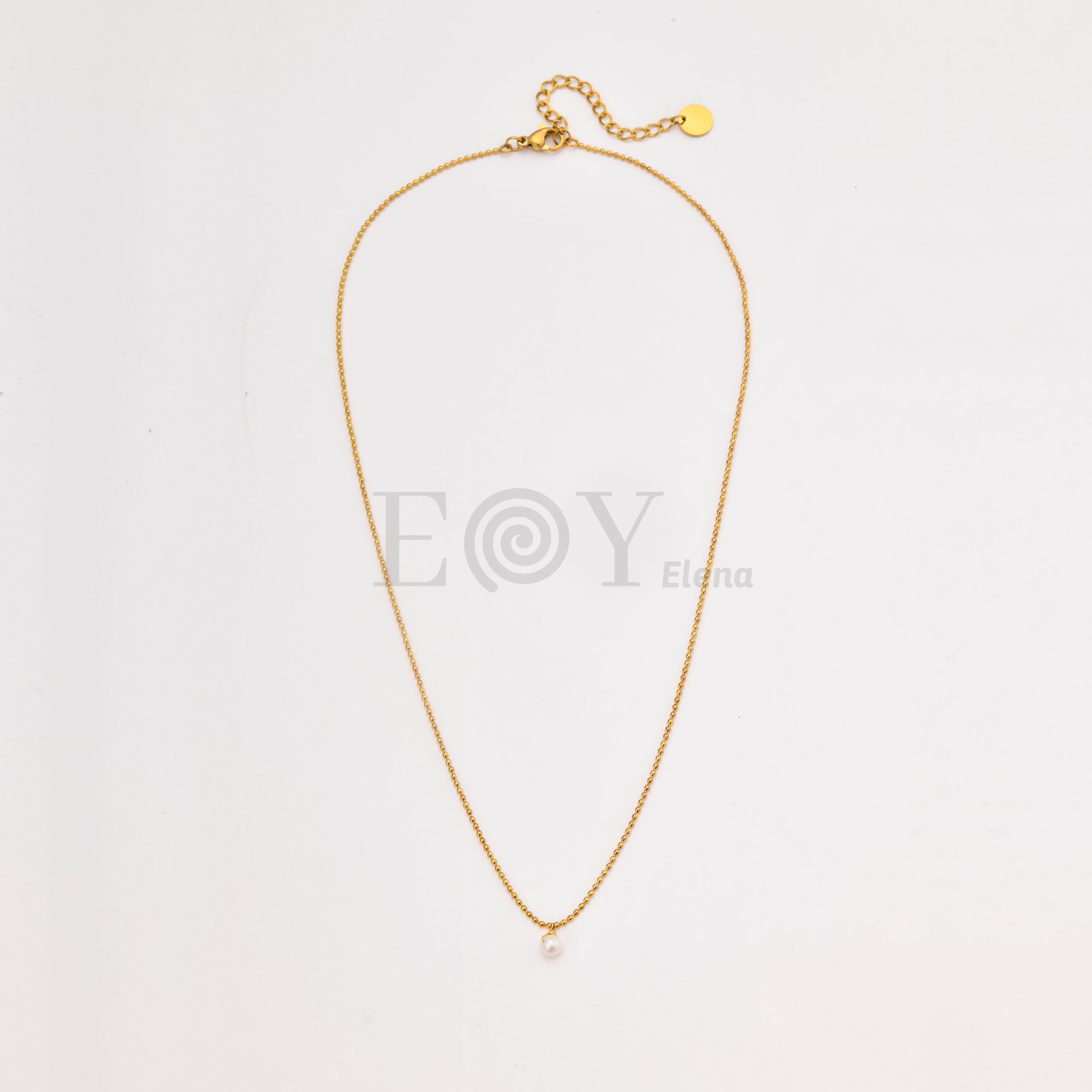 Collar con Perla Colgante de Acero