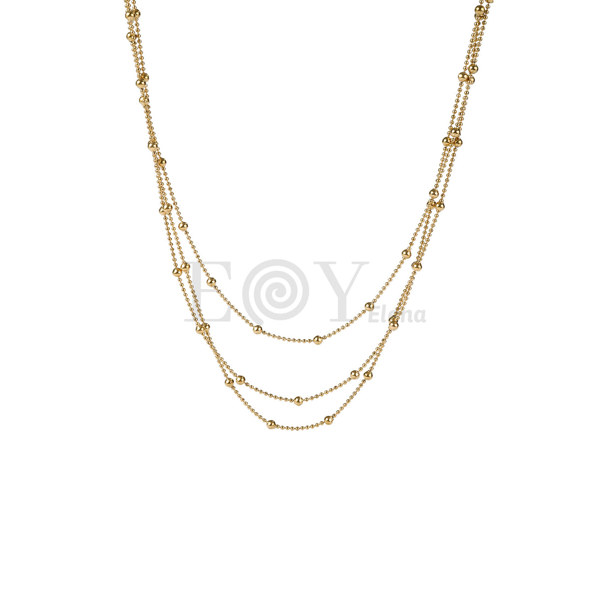 Collar triple cadena bolitas acero
