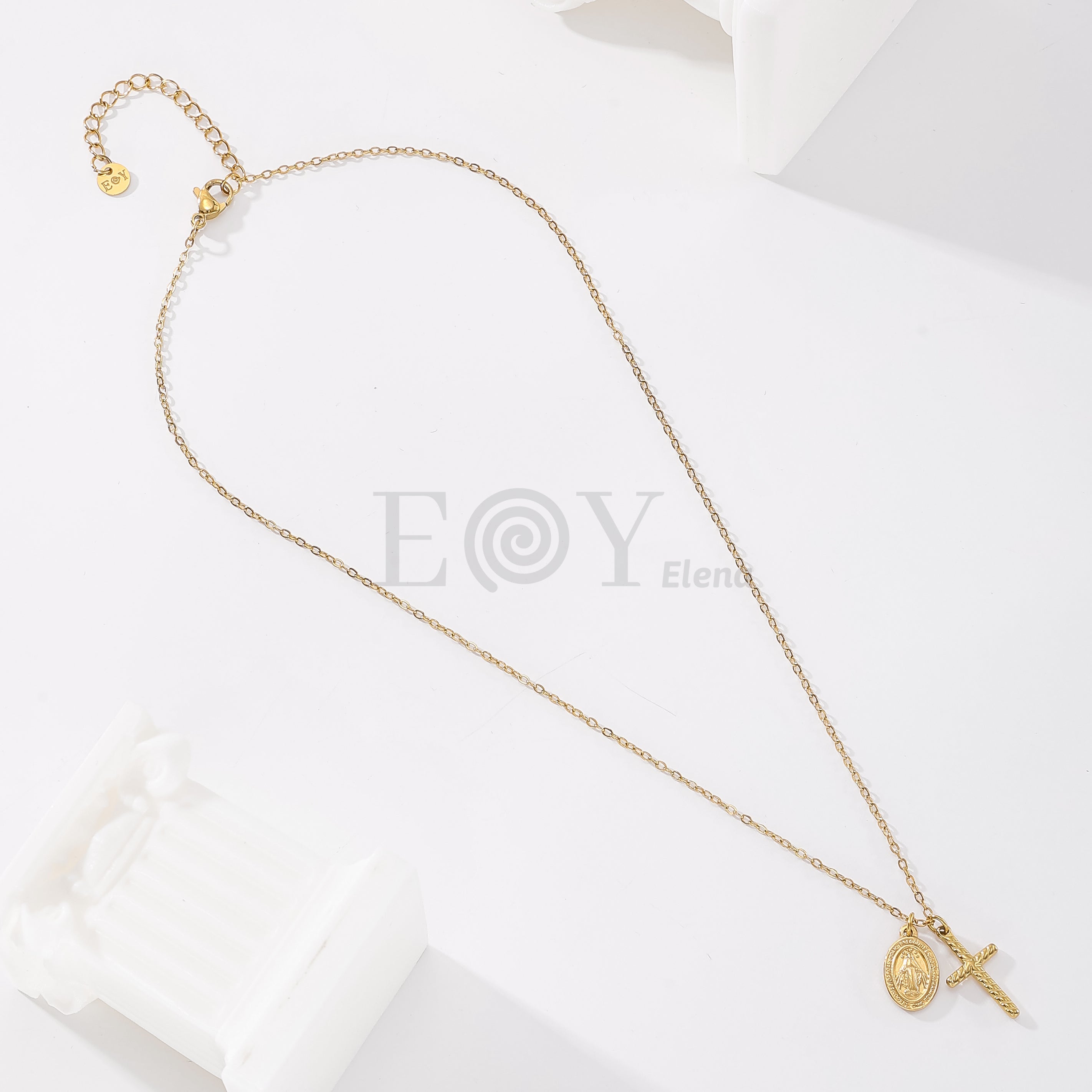 Collar chapa virgen y cruz