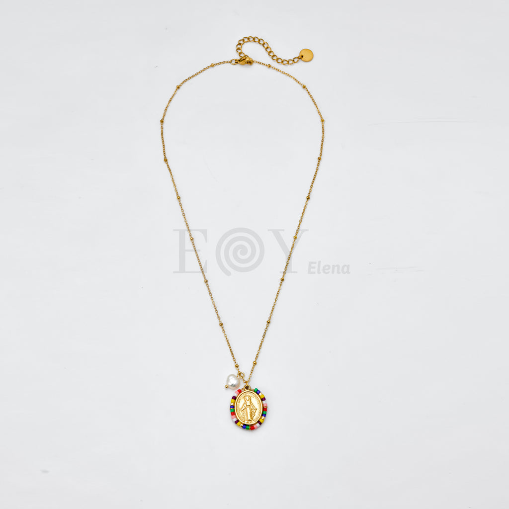 Collar Virgen Milagrosa con detalles colores