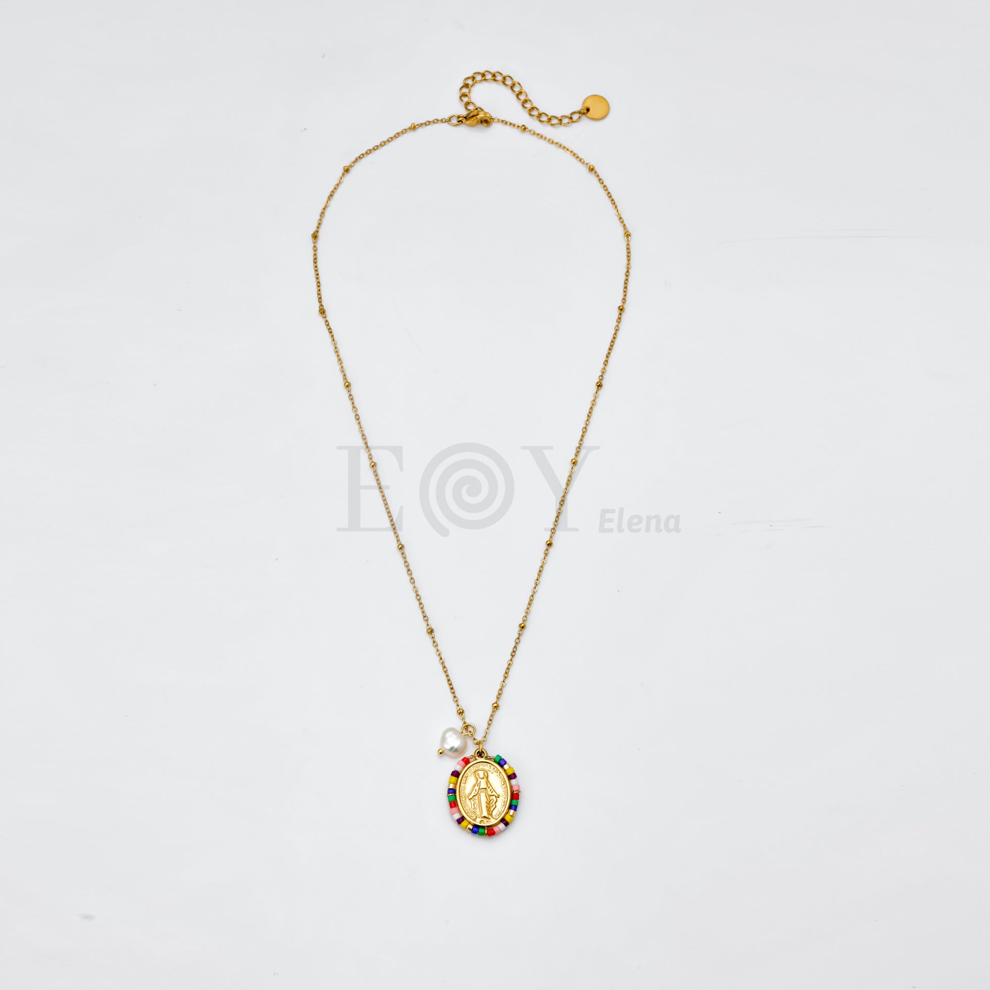 Collar Virgen Milagrosa con detalles colores