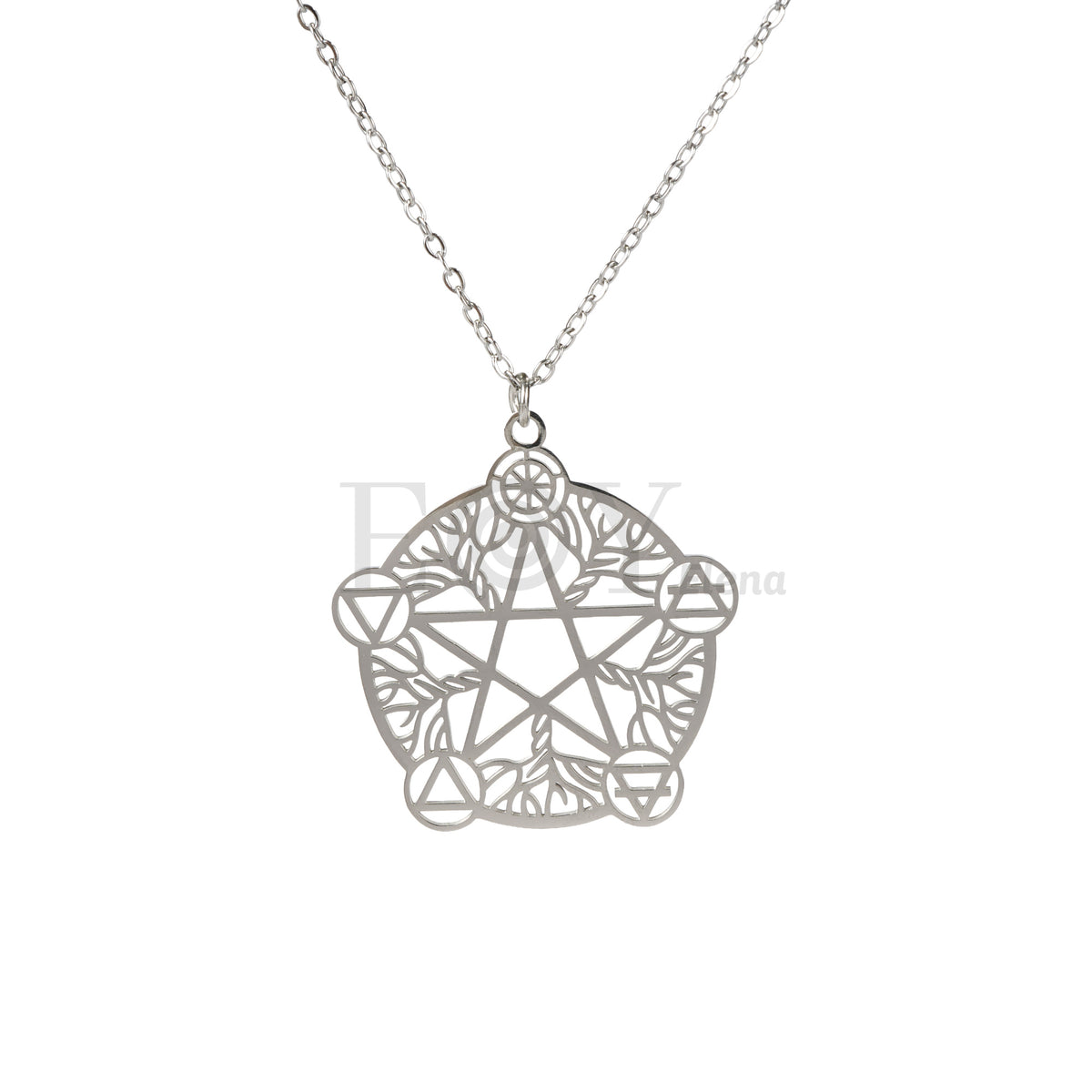 Collar estrella con símbolos acero