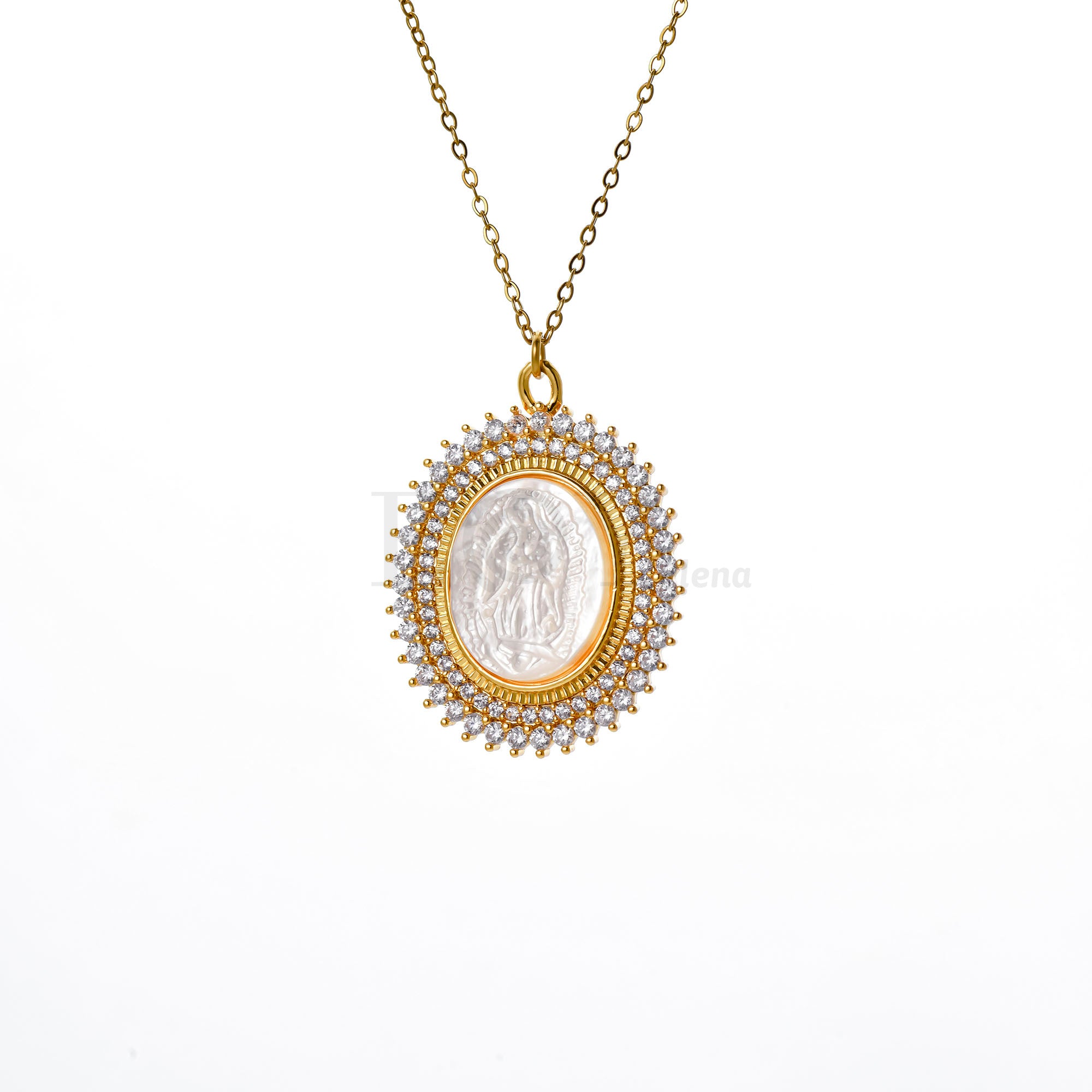 Collar virgen con bordado circonitas
