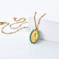 Collar de Acero Virgen del Rocío con Piedras Turquesa