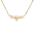 Collar corazón con alas acero