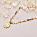 Collar Virgen Milagrosa con bolitas colores y doradas
