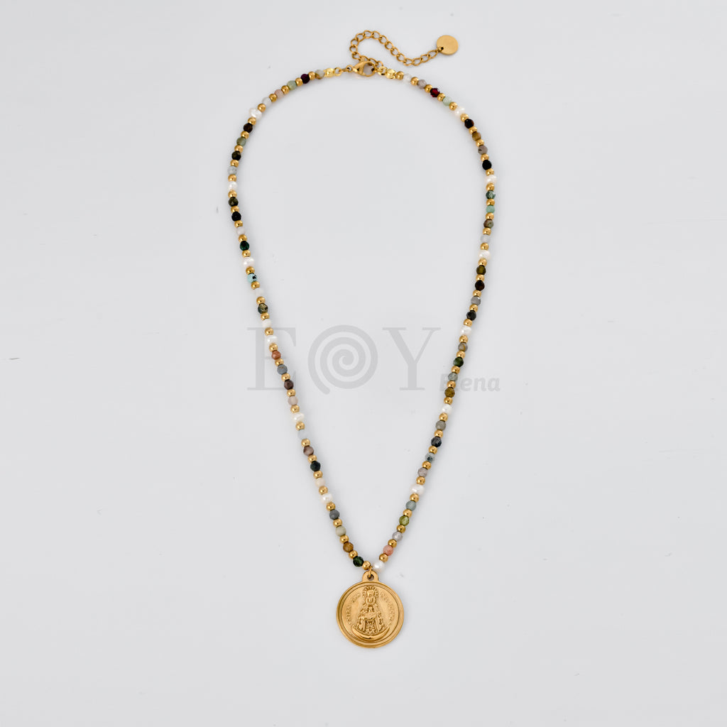 Collar Virgen del Rocío con cadena bolas