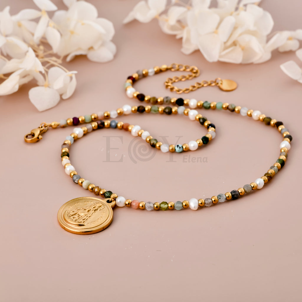 Collar Virgen del Rocío con cadena bolas