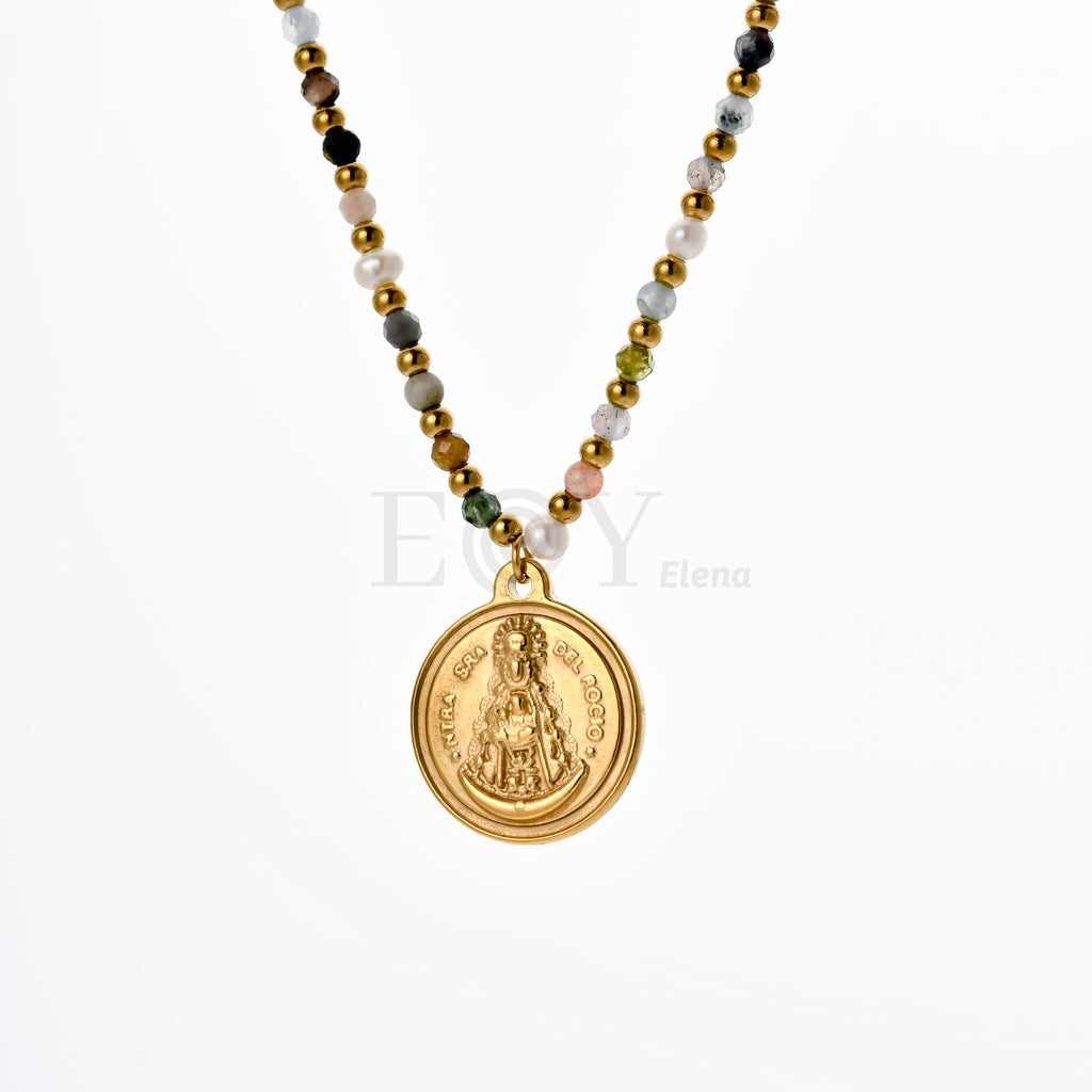 Collar Virgen del Rocío con cadena bolas