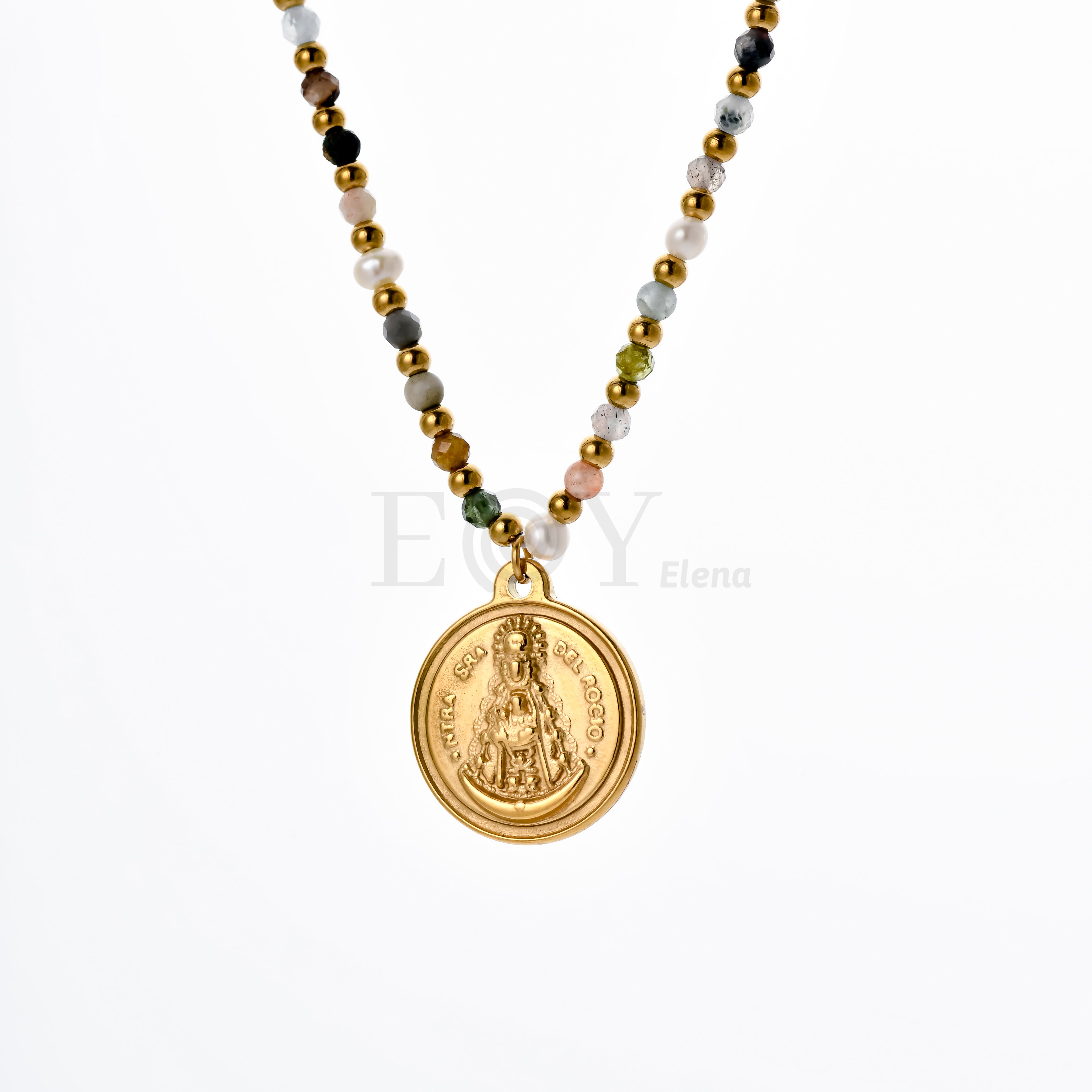 Collar Virgen del Rocío con cadena bolas