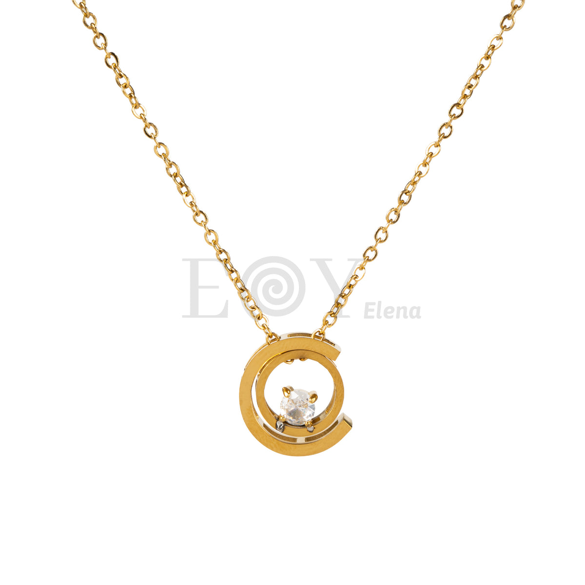 Collar redondo con circonita acero