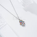 Collar mano de Fátima con circonitas colores