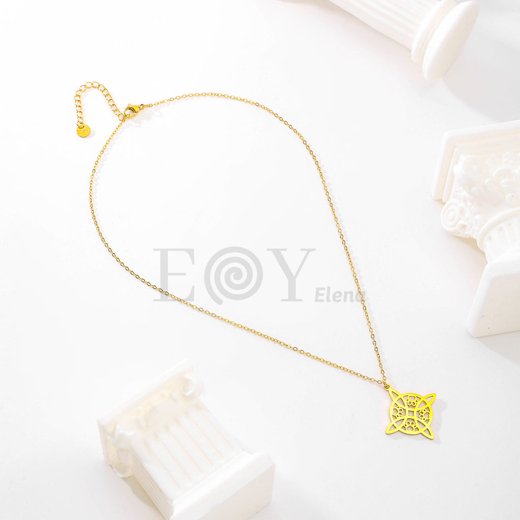 Collar dorado con nudo de bruja