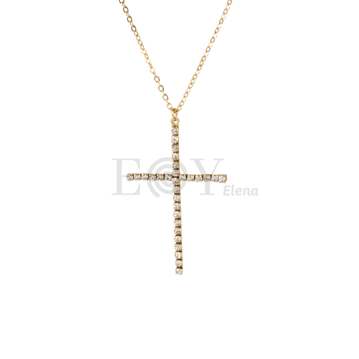 Collar cruz fina circonitas acero