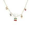 Collar cereza y charms acero