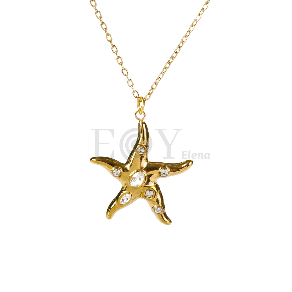 Collar estrella mar con piedras acero